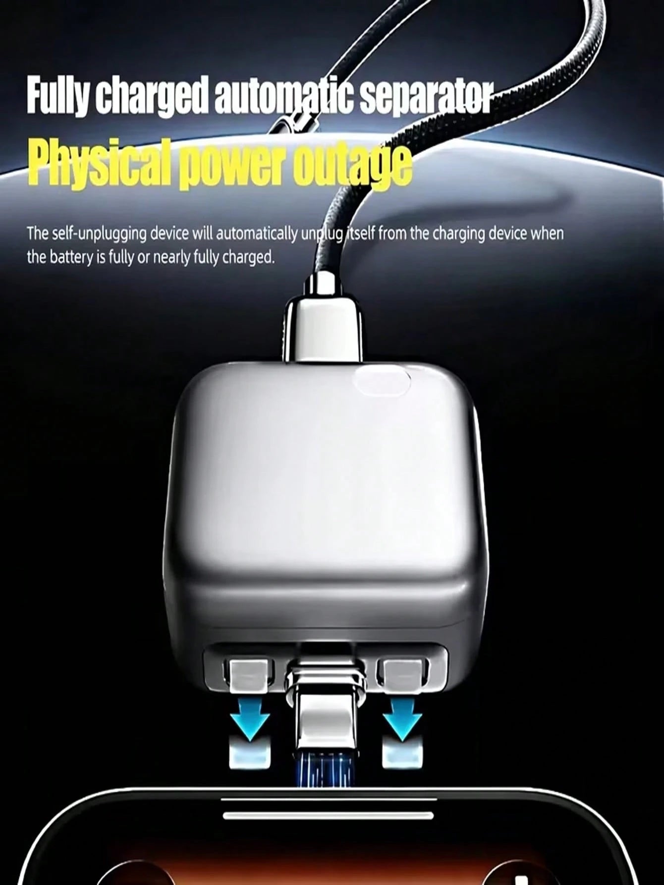 140W Type-C Fast Charging Adapter With Auto-Off Function, Magnetic Pop-Up Charging Port, 100% Fully Charged Auto-Cutoff, Suitable For Overnight Charging