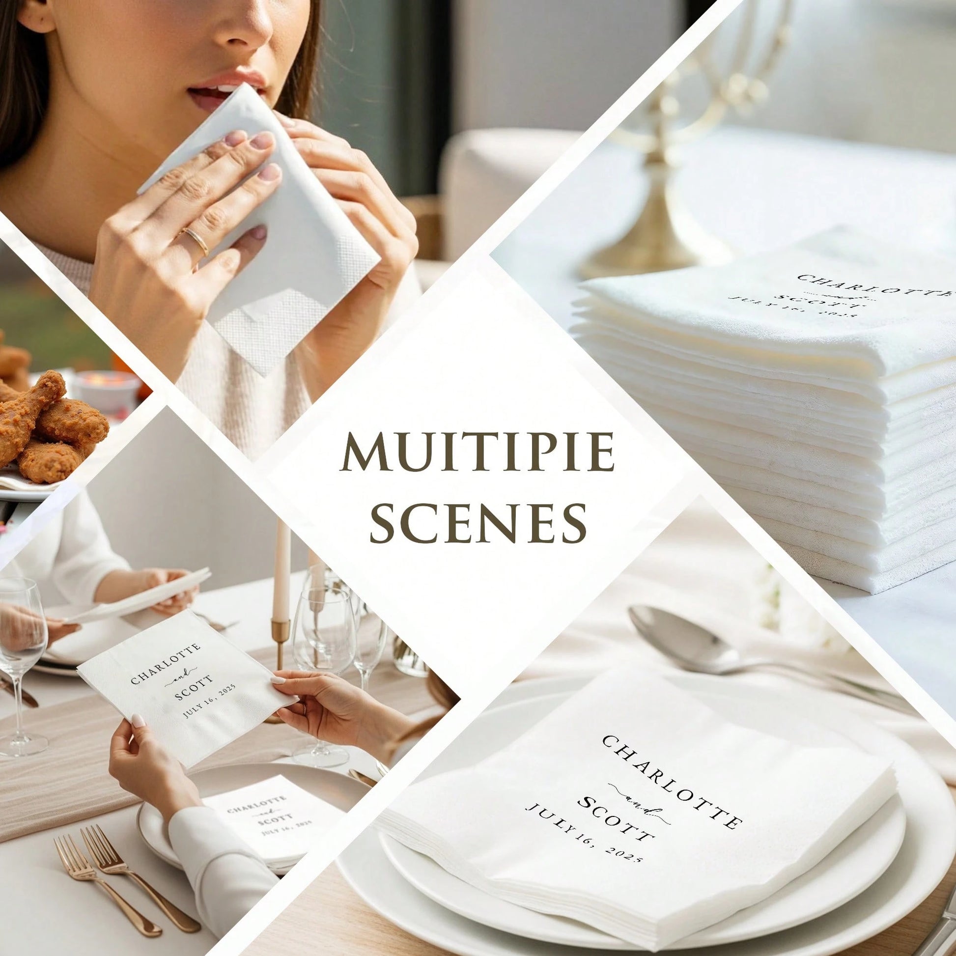 15-500pcs Custom Valentine's Day Napkins, 3-Ply Personalized Wedding Napkins, Clear Printing, Table Decor For Bachelorette Party, Bridal Shower, Engagement Party, Welcome Dinner, Cocktail Napkins For
