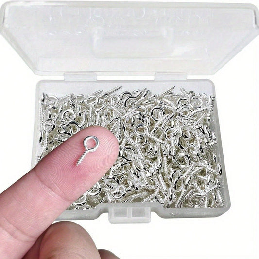 150/300PCS Small Screw Eye Pins Eye Pins Hooks, Mini Screw Eye Pin Peg For Arts & Crafts Projects For Cork Top Bottles & DIY Jewelry Making