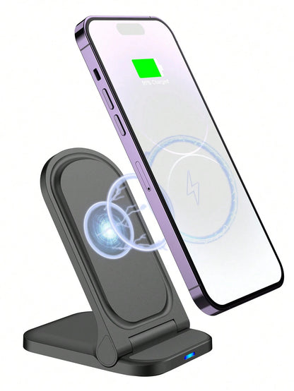 15w Folding Stand Two-In-One Wireless Charging, Suitable For Qi Mobile Phone Charging With Wireless Charging Function, Iphone8/X/11/12/13/14/15 Series Wireless Chargers Suitable For Office, Dorm, And