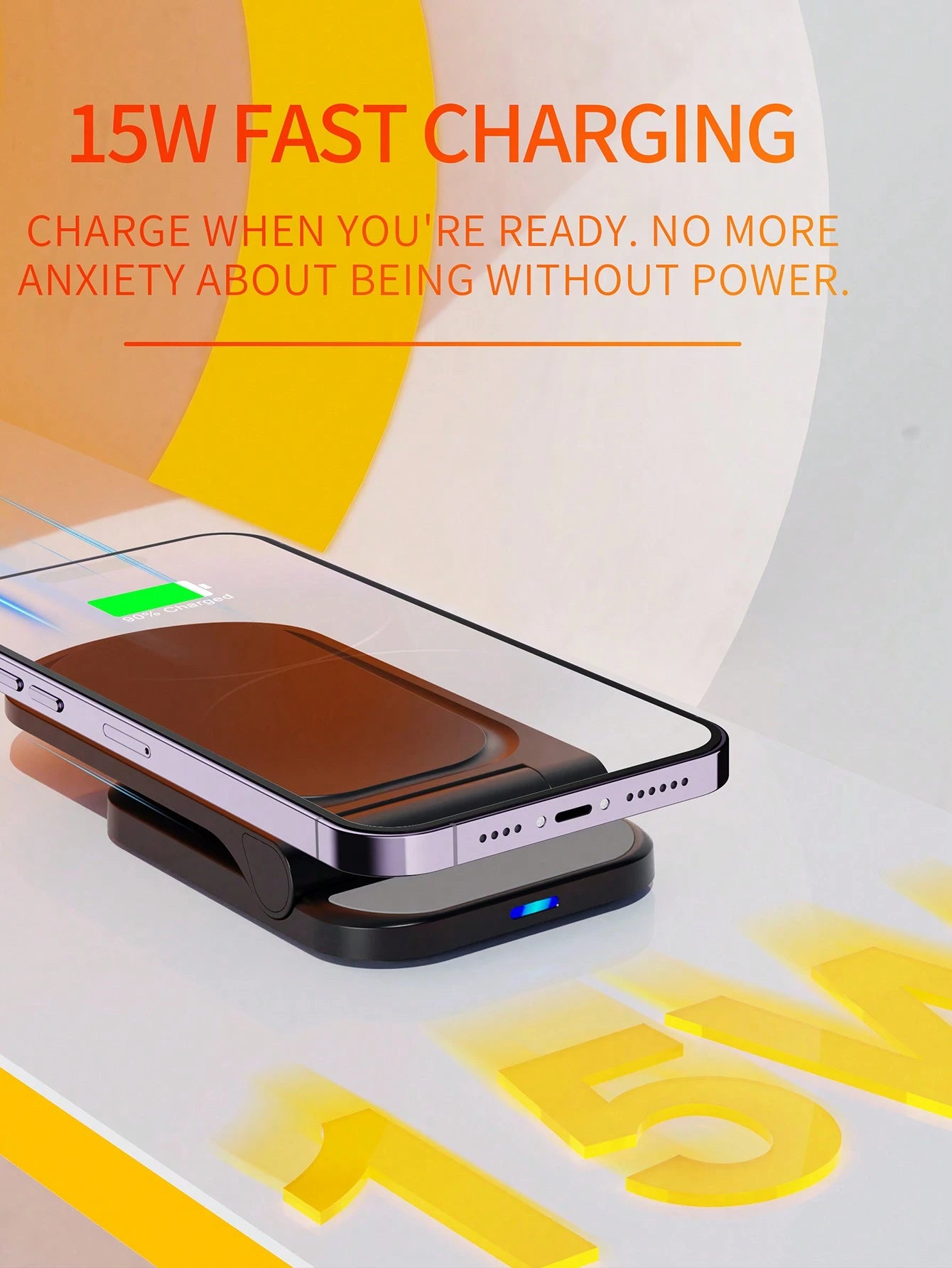 15w Folding Stand Two-In-One Wireless Charging, Suitable For Qi Mobile Phone Charging With Wireless Charging Function, Iphone8/X/11/12/13/14/15 Series Wireless Chargers Suitable For Office, Dorm, And