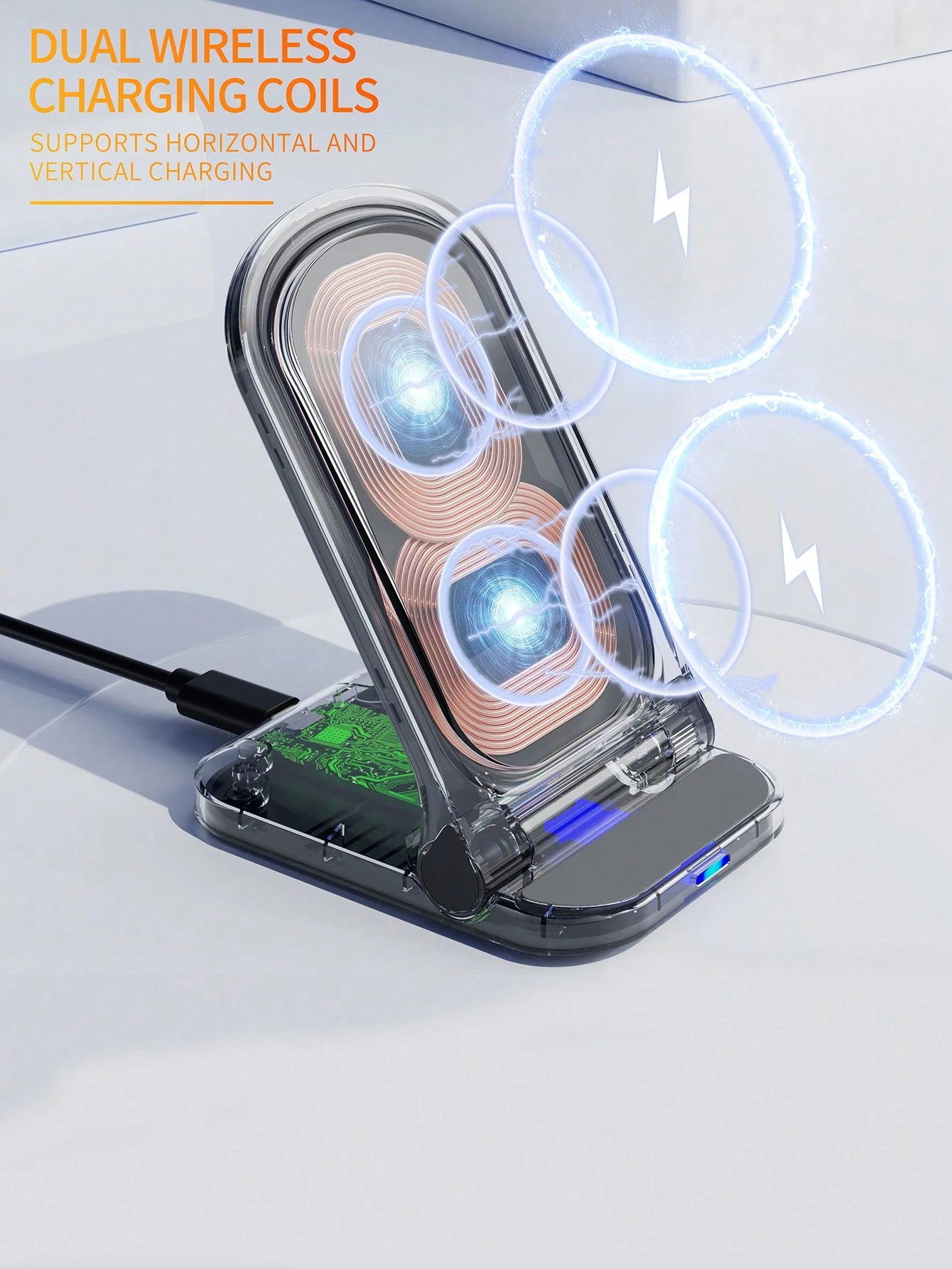 15w Folding Stand Two-In-One Wireless Charging, Suitable For Qi Mobile Phone Charging With Wireless Charging Function, Iphone8/X/11/12/13/14/15 Series Wireless Chargers Suitable For Office, Dorm, And