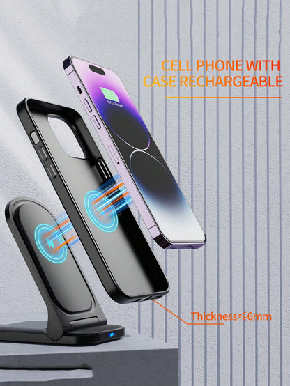15w Folding Stand Two-In-One Wireless Charging, Suitable For Qi Mobile Phone Charging With Wireless Charging Function, Iphone8/X/11/12/13/14/15 Series Wireless Chargers Suitable For Office, Dorm, And