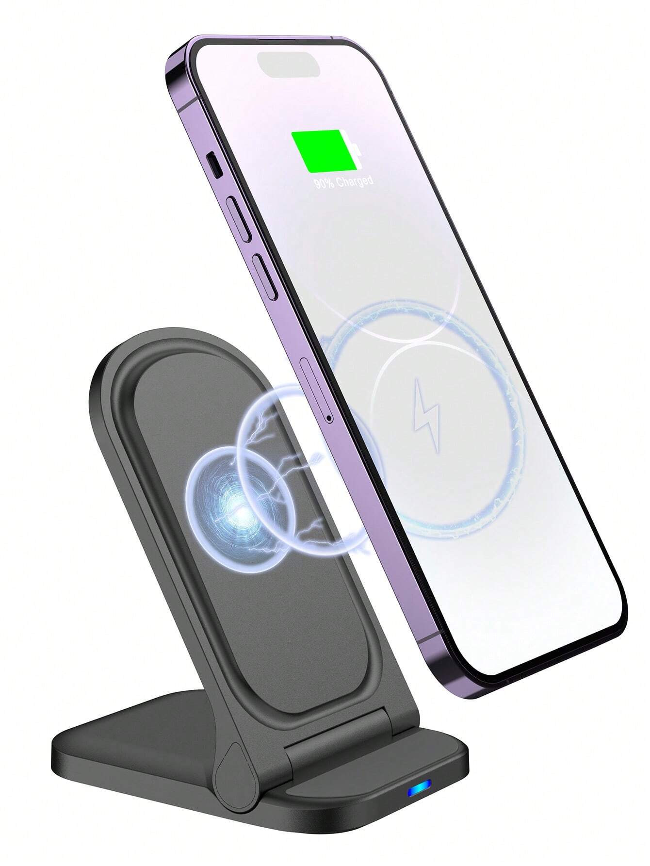 15w Folding Stand Two-In-One Wireless Charging, Suitable For Qi Mobile Phone Charging With Wireless Charging Function, Iphone8/X/11/12/13/14/15 Series Wireless Chargers Suitable For Office, Dorm, And