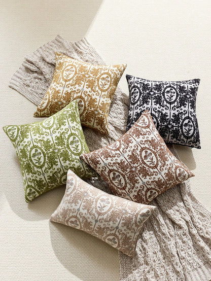 18 Inch X 18 Inch Neutral Floral Throw Pillow Cover, Vintage Velvet Square Pillowcase, Soft Decorative Farmhouse Style Sofa Pillow Cover, Suitable For Living Room Bedroom (1pc, 2pcs Optional)