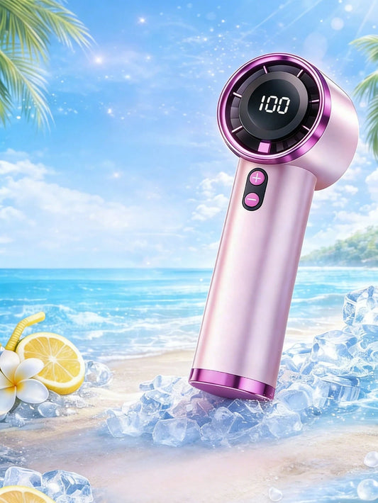 1800mAh Rechargeable Handheld Electric Fan With Turbo, Digital Display 1-100 Levels, Suitable For Outdoor Camping Travel
