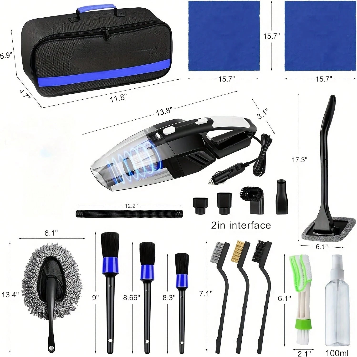 19-Piece Purple Car Maintenance Tool Set, High-Power Handheld Dust Remover, Cleaning And Car Wash Kit, Interior Car Cleaning Combo.