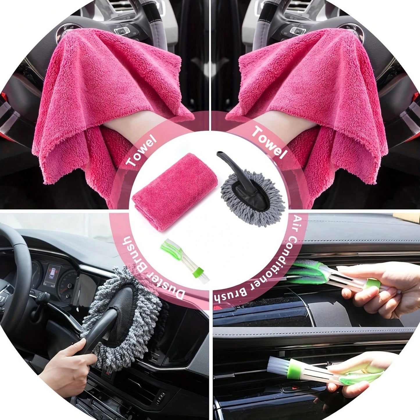 19-Piece Purple Car Maintenance Tool Set, High-Power Handheld Dust Remover, Cleaning And Car Wash Kit, Interior Car Cleaning Combo.