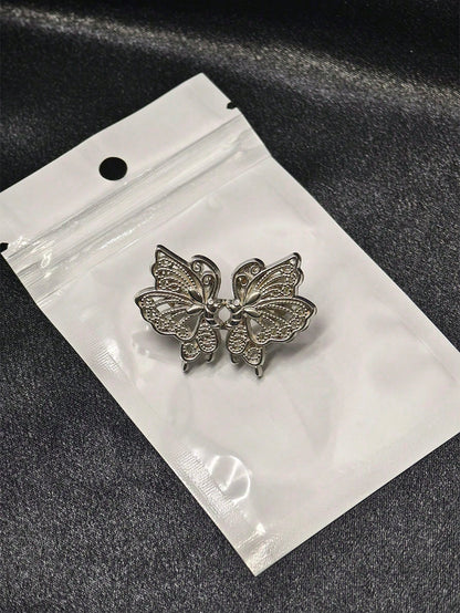 1pair Adjustable Butterfly Waistband Button, Detachable And Seamless, Ideal For Altering Waist Size On Jeans, No Need For Sewing Or Nailing – Waist Slimming Tool