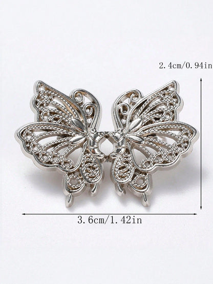 1pair Adjustable Butterfly Waistband Button, Detachable And Seamless, Ideal For Altering Waist Size On Jeans, No Need For Sewing Or Nailing – Waist Slimming Tool