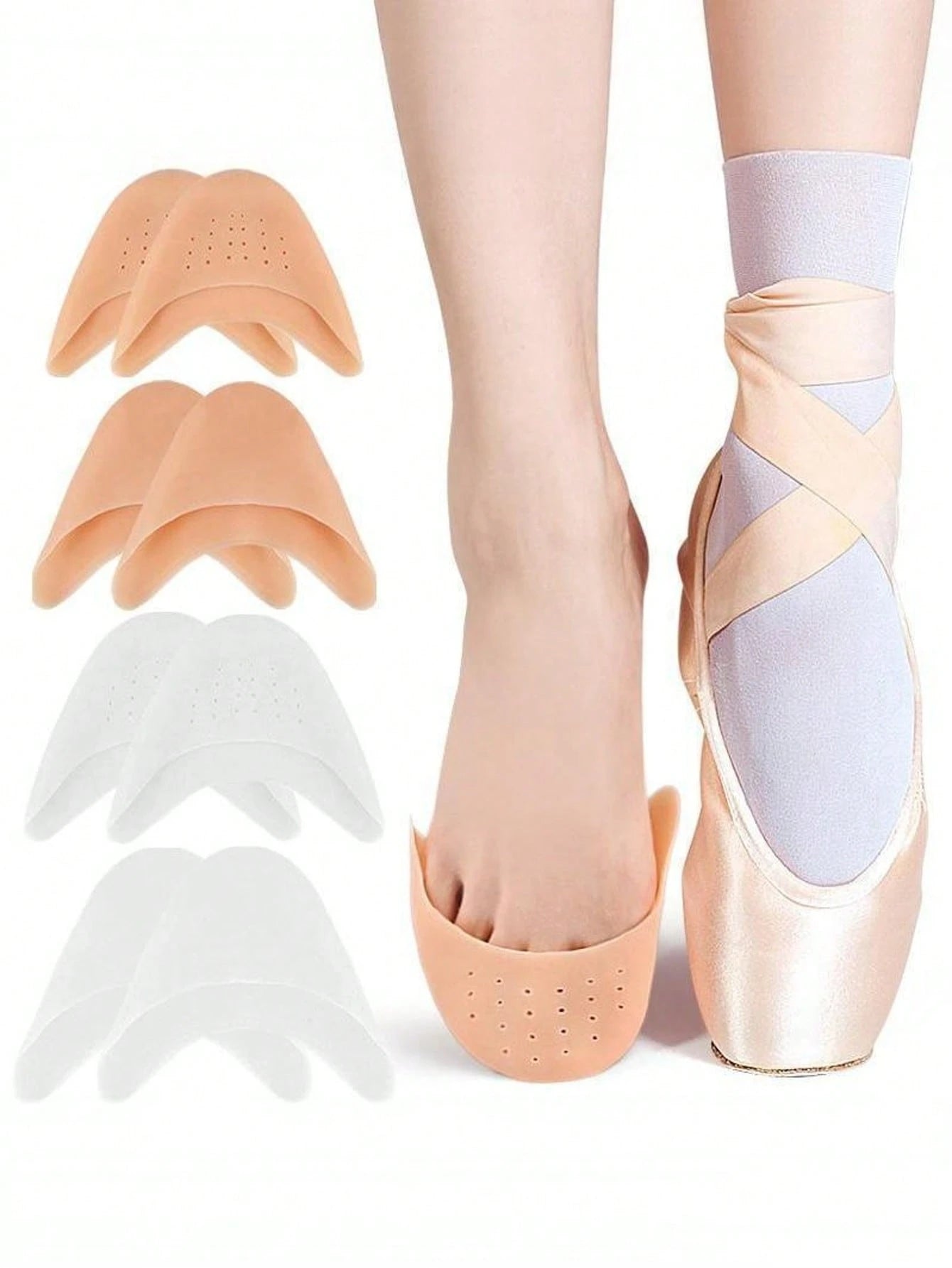 1Pair Silicone Ballet Toe Pads, Toe Protector For High Heels, Anti-Friction Toe &Forefoot Cushion Insoles