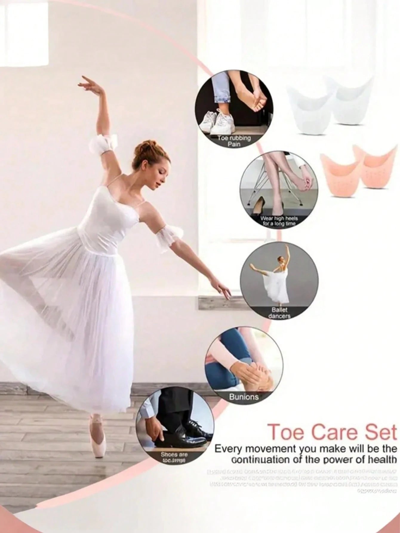 1Pair Silicone Ballet Toe Pads, Toe Protector For High Heels, Anti-Friction Toe &Forefoot Cushion Insoles