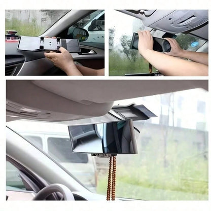 1pc 11.81 Inch Panoramic Convex Rearview Mirror, Built-In Clip-On Wide Angle Rearview Mirror, Effectively Reduces Blind Spots, Increases Driving Visibility