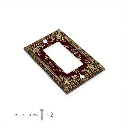 1pc 1Gang/2Gang Boho Brown Wall Plates, Panel Power Outlet Covers, Bedroom Kitchen Room Home Decor, Vintage Style, Non-, Easy Installation, Decorative