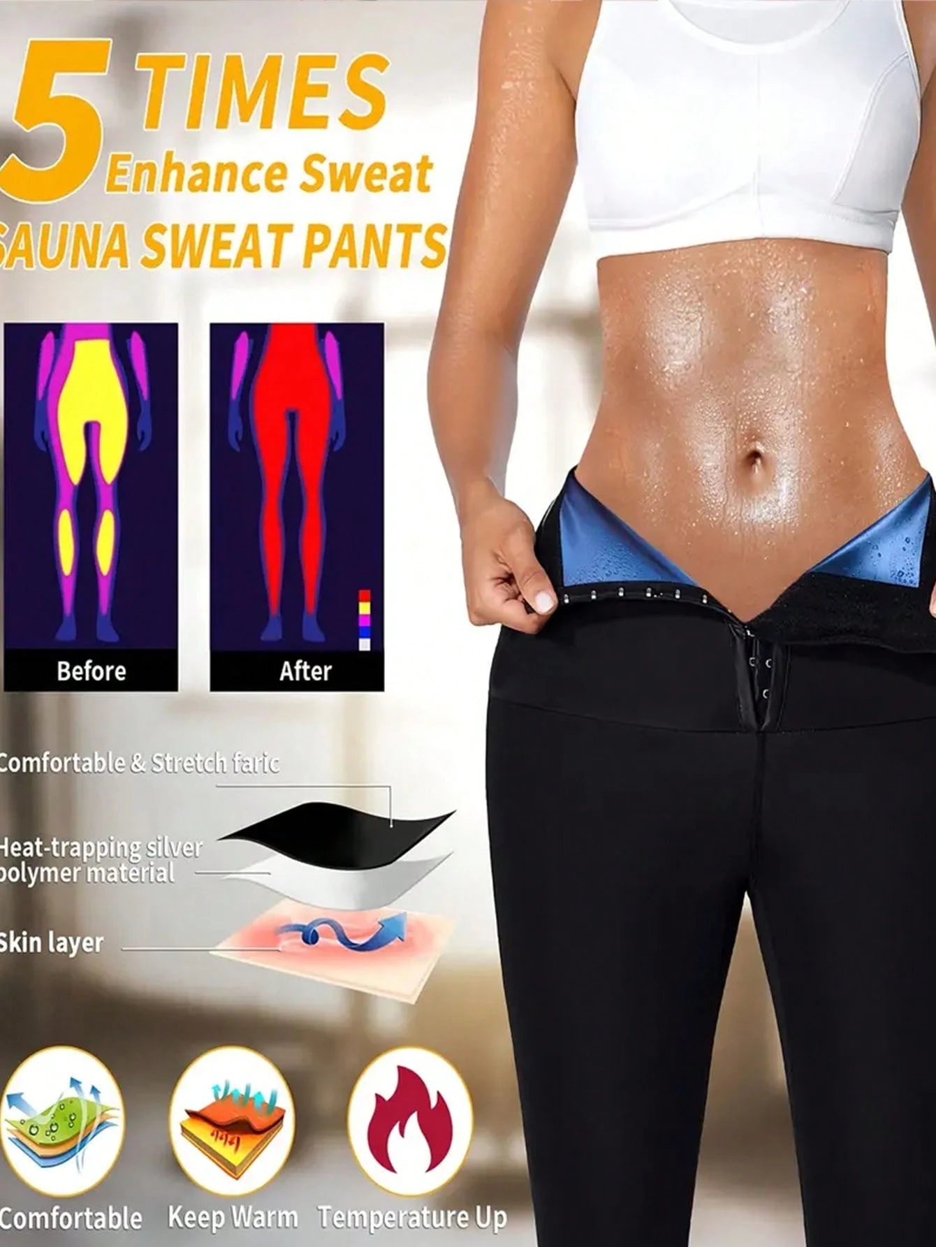 1pc 2025 Autumn & Winter Women High Waist Sports Pants, Butt Lifting Sauna Shaping Pants, Women Sportswear Spring Fall