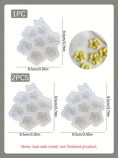1PC/2PCS 3D Cherry Blossom Silicone Mold, Creative DIY Mold For Aromatherapy Candles/ Clay, Home Decor/ Gifts Ornament Epoxy Resin Mold, Crafts Casting Molds, Artistic Ornaments Plaster Mould