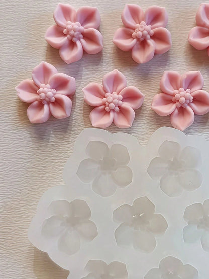 1PC/2PCS 3D Cherry Blossom Silicone Mold, Creative DIY Mold For Aromatherapy Candles/ Clay, Home Decor/ Gifts Ornament Epoxy Resin Mold, Crafts Casting Molds, Artistic Ornaments Plaster Mould