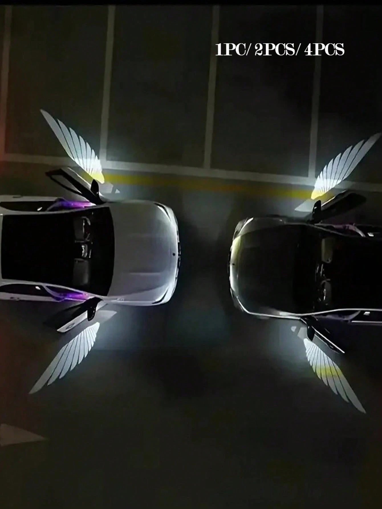 1pc/2pcs/4pcs Angel Wing Shaped Car Ambient Lights, Giving Your Car Wings, Instant Install Door Projector Lights, Angel Wings Love Magic Array Smart Induction Lights, No Wiring Required Door Opening W