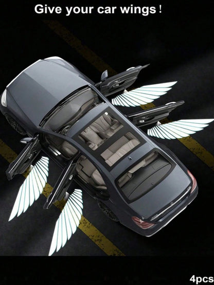 1pc/2pcs/4pcs Angel Wing Shaped Car Ambient Lights, Giving Your Car Wings, Instant Install Door Projector Lights, Angel Wings Love Magic Array Smart Induction Lights, No Wiring Required Door Opening W