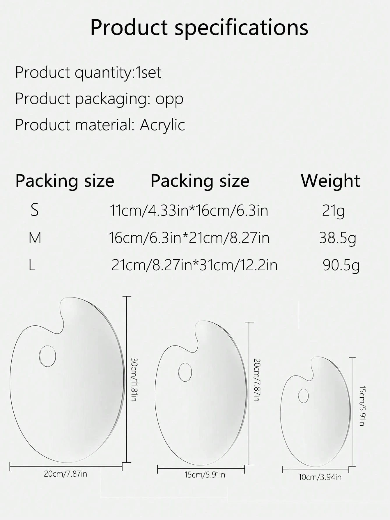 1pc/2pcs Highly Transparent Acrylic Oval Paint Palette, Student/Teacher Art Painting Watercolor Oil Makeup Palette School Supplies,Back To School