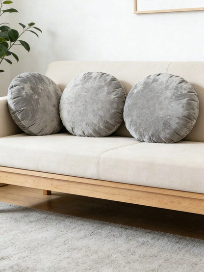 1pc/2pcs Nordic Minimalist Burnt Orange Velvet Round Throw Pillow Cover 45cm(18in), Soft Thick Ruched Edge Round Decorative Pillow Sham (Inner Pillow Not Included), Bohemian Vintage Rust Velvet Cushio