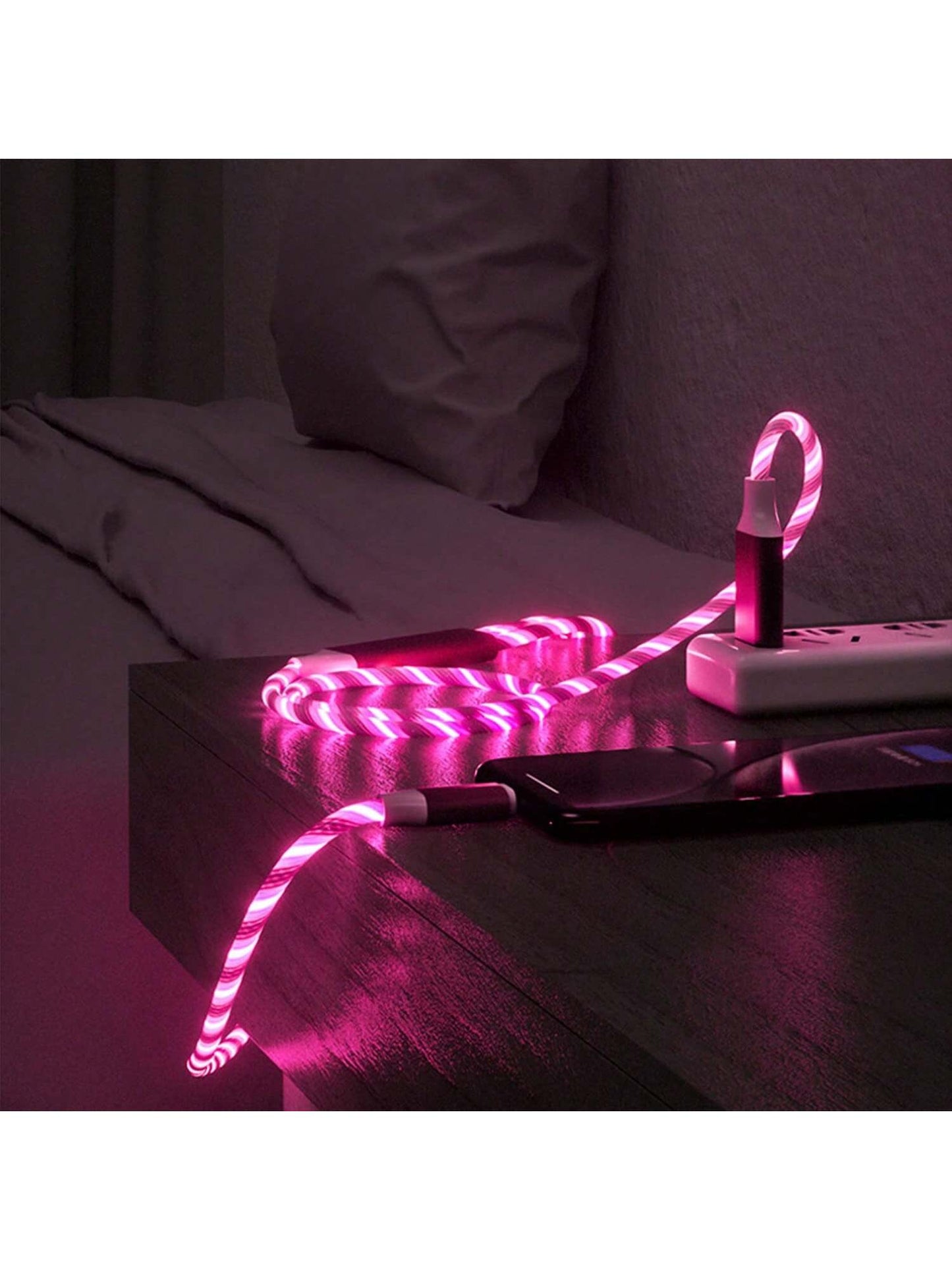 1pc 3-In-1 Multi-USB Universal Flowing LED Light Phone Car Charging Cable Compatible With IPhone 17/16/15/14/13/12/11/XS/XR/8/7/6/ S25/S24 Ultra/S24/S23 Ultra/S23/S22/S21// All Series High-Efficiency