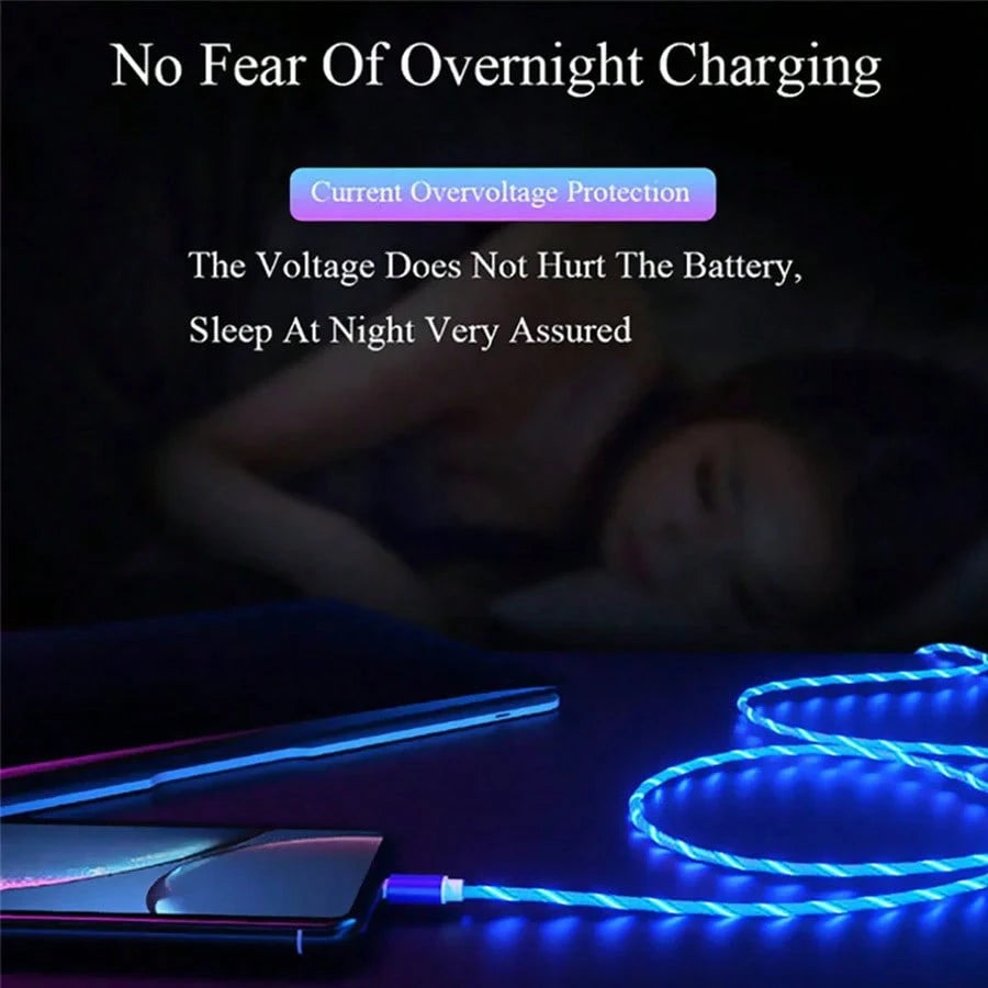 1pc 3-In-1 Multi-USB Universal Flowing LED Light Phone Car Charging Cable Compatible With IPhone 17/16/15/14/13/12/11/XS/XR/8/7/6/ S25/S24 Ultra/S24/S23 Ultra/S23/S22/S21// All Series High-Efficiency