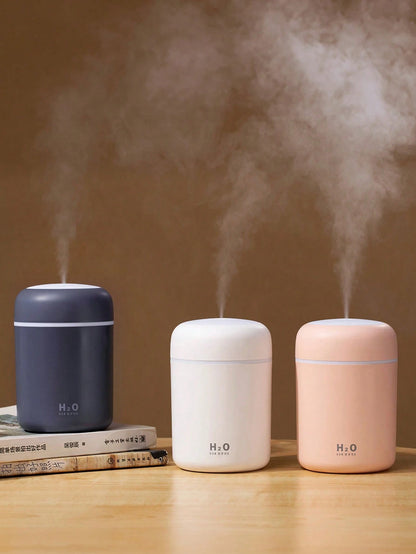 1pc 300ml Colorful Humidifier, USB Powered, With Cool Mist And Bright Ambient Light, 2 Working Modes, Auto Shut-Off, Quiet Mist, Electric Air Humidifier, Bedroom Decor Gift, Home Air Freshener, Suitab