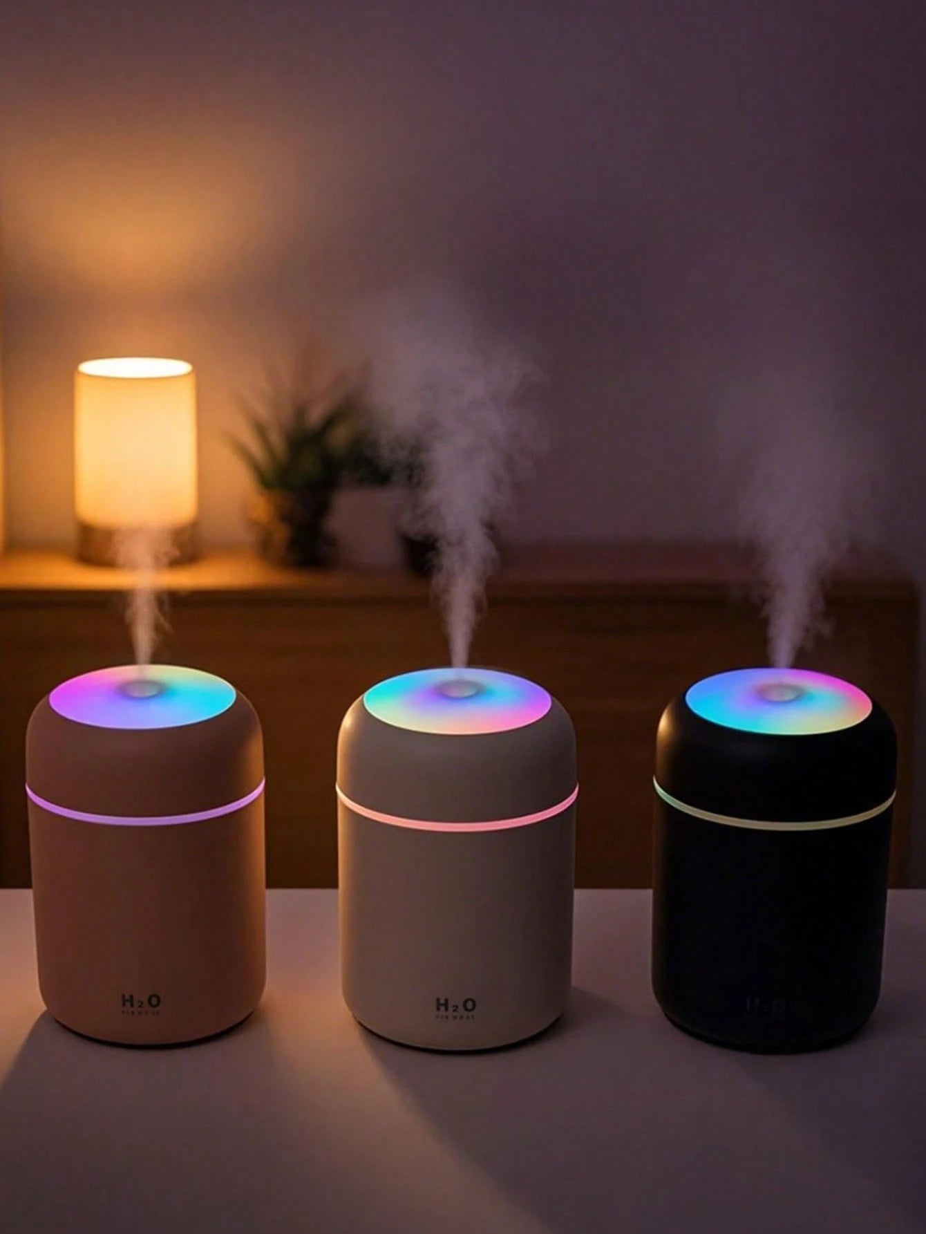 1pc 300ml Colorful Humidifier, USB Powered, With Cool Mist And Bright Ambient Light, 2 Working Modes, Auto Shut-Off, Quiet Mist, Electric Air Humidifier, Bedroom Decor Gift, Home Air Freshener, Suitab