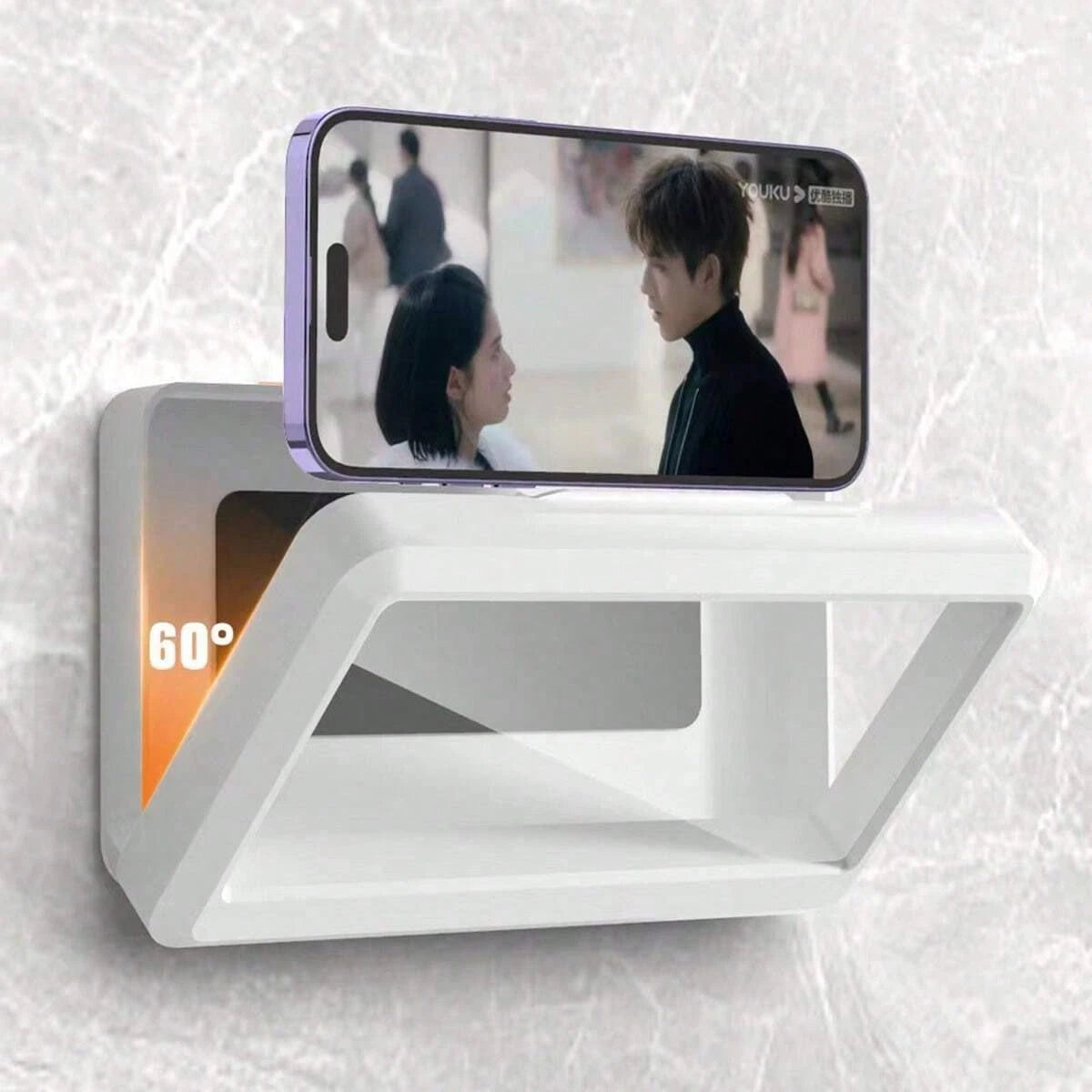 1PC 360° Rotatable Waterproof Shower Phone Holder, Adjustable Angle Anti-Fog Touch Screen Box, No Drilling Wall-Mounted Storage Case For 4–7 Phones, Suitable For Bathroom, Kitchen, Mirror, Bathtub Use