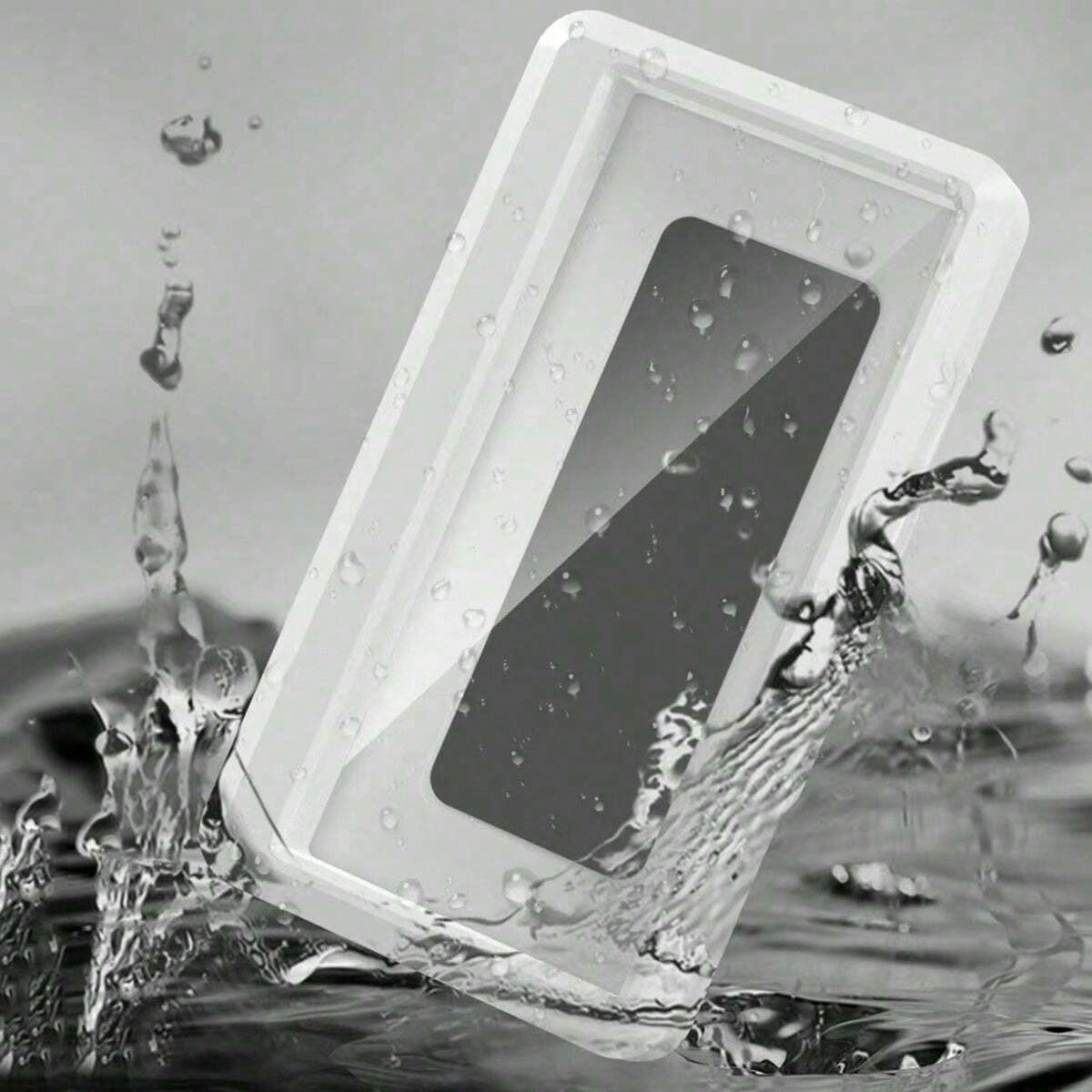 1PC 360° Rotatable Waterproof Shower Phone Holder, Adjustable Angle Anti-Fog Touch Screen Box, No Drilling Wall-Mounted Storage Case For 4–7 Phones, Suitable For Bathroom, Kitchen, Mirror, Bathtub Use