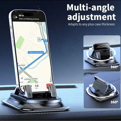 1pc 360° Rotating Car Phone Holder, Made Of ABS With Silicone Anti-Slip Pad, Compatible With Dashboard, Suitable For Car, Office, Home Use, Dashboard Rotating Navigation Phone Holder, Rotating Bracket