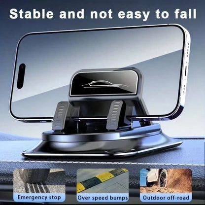 1pc 360° Rotating Car Phone Holder, Made Of ABS With Silicone Anti-Slip Pad, Compatible With Dashboard, Suitable For Car, Office, Home Use, Dashboard Rotating Navigation Phone Holder, Rotating Bracket