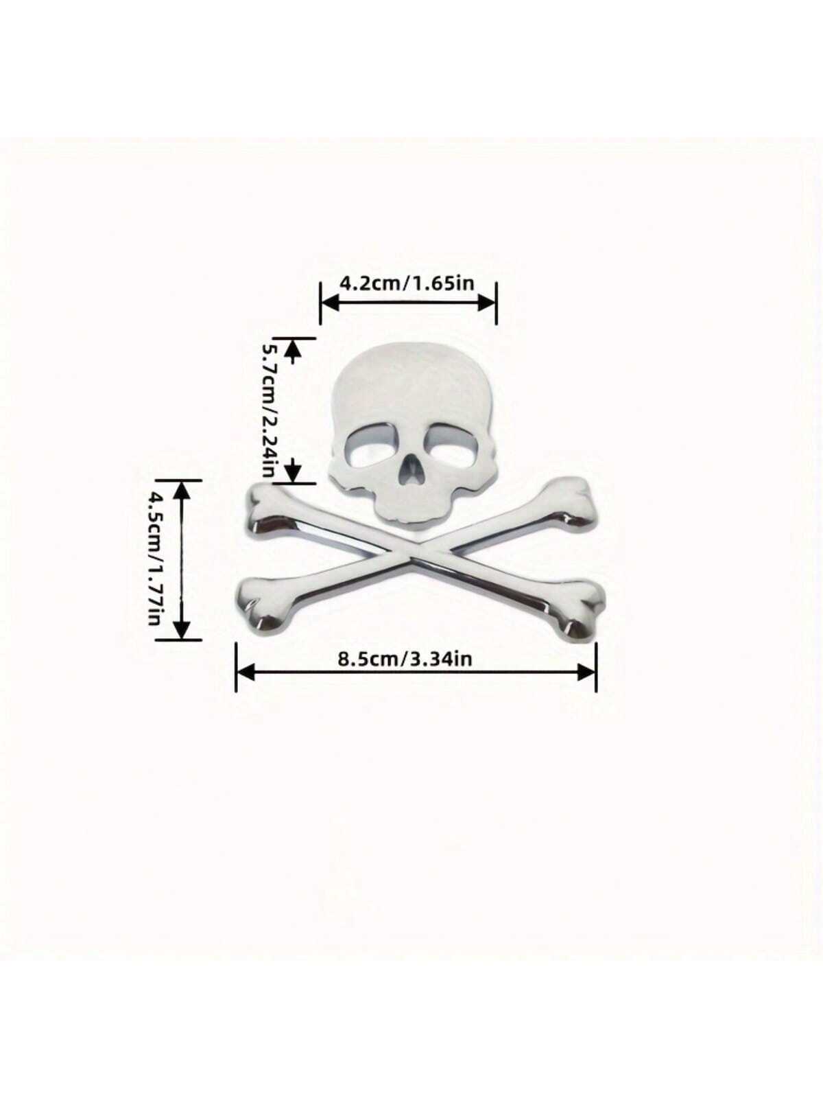 1pc 3D Metal Skull Head Car Emblem Sticker, Car & Motorcycle Decal Badge Label, Car Body Decoration Sticker, Suitable For Cars And Motorcycles