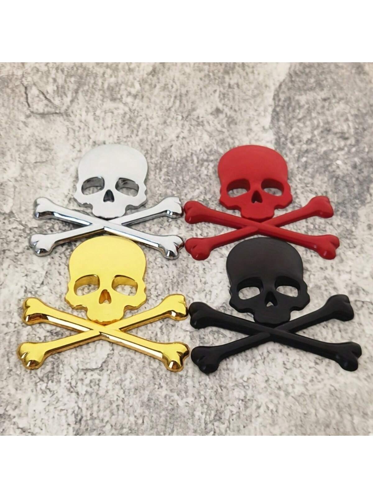 1pc 3D Metal Skull Head Car Emblem Sticker, Car & Motorcycle Decal Badge Label, Car Body Decoration Sticker, Suitable For Cars And Motorcycles
