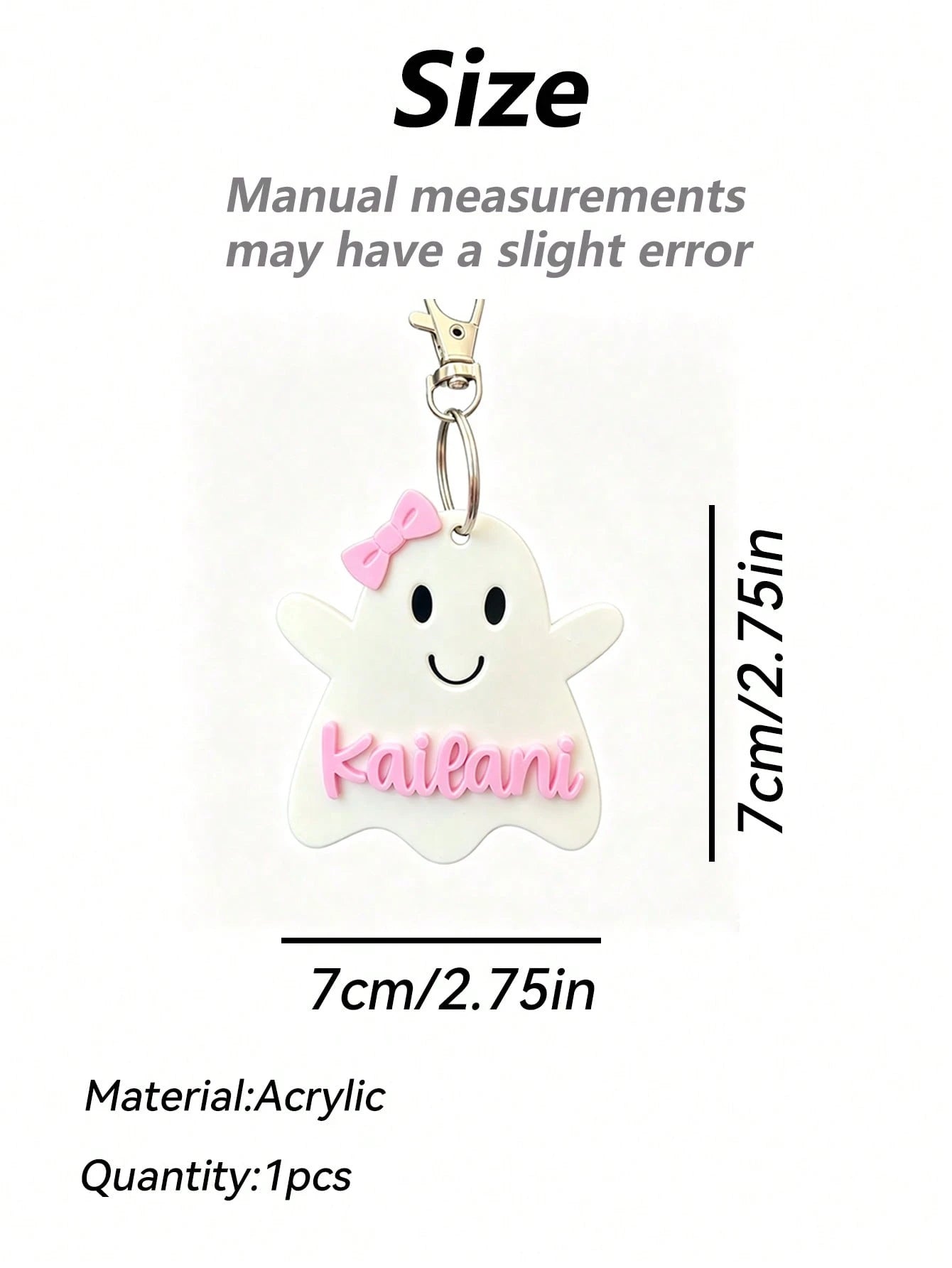 1pc/3pcs/5pcs Personalized Ghost Keychain, Ghost Shopping Bag Tag, Halloween Name Tag, Ghost Bag Charm, Halloween Name Sticker, Halloween Party Favor