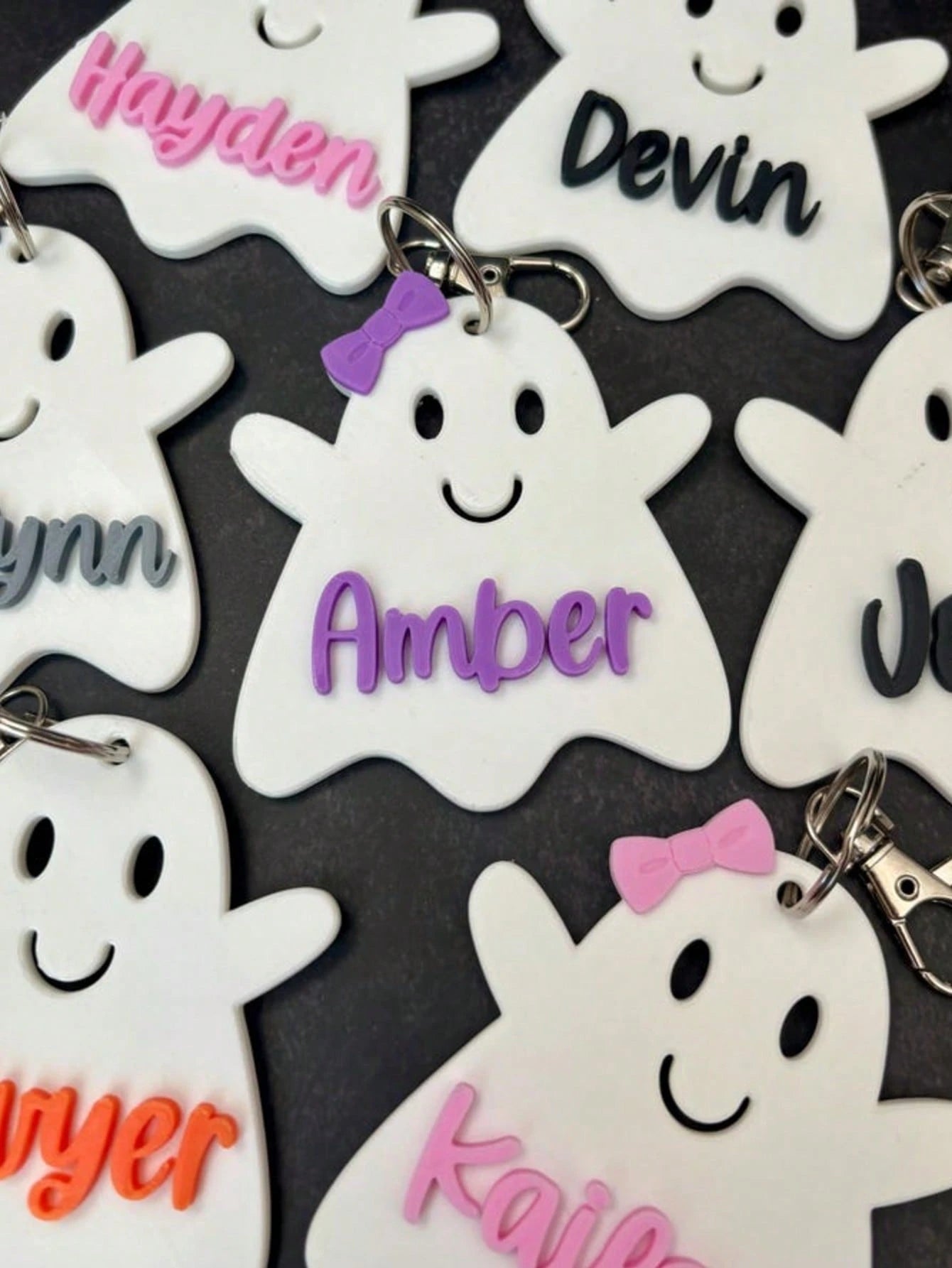 1pc/3pcs/5pcs Personalized Ghost Keychain, Ghost Shopping Bag Tag, Halloween Name Tag, Ghost Bag Charm, Halloween Name Sticker, Halloween Party Favor