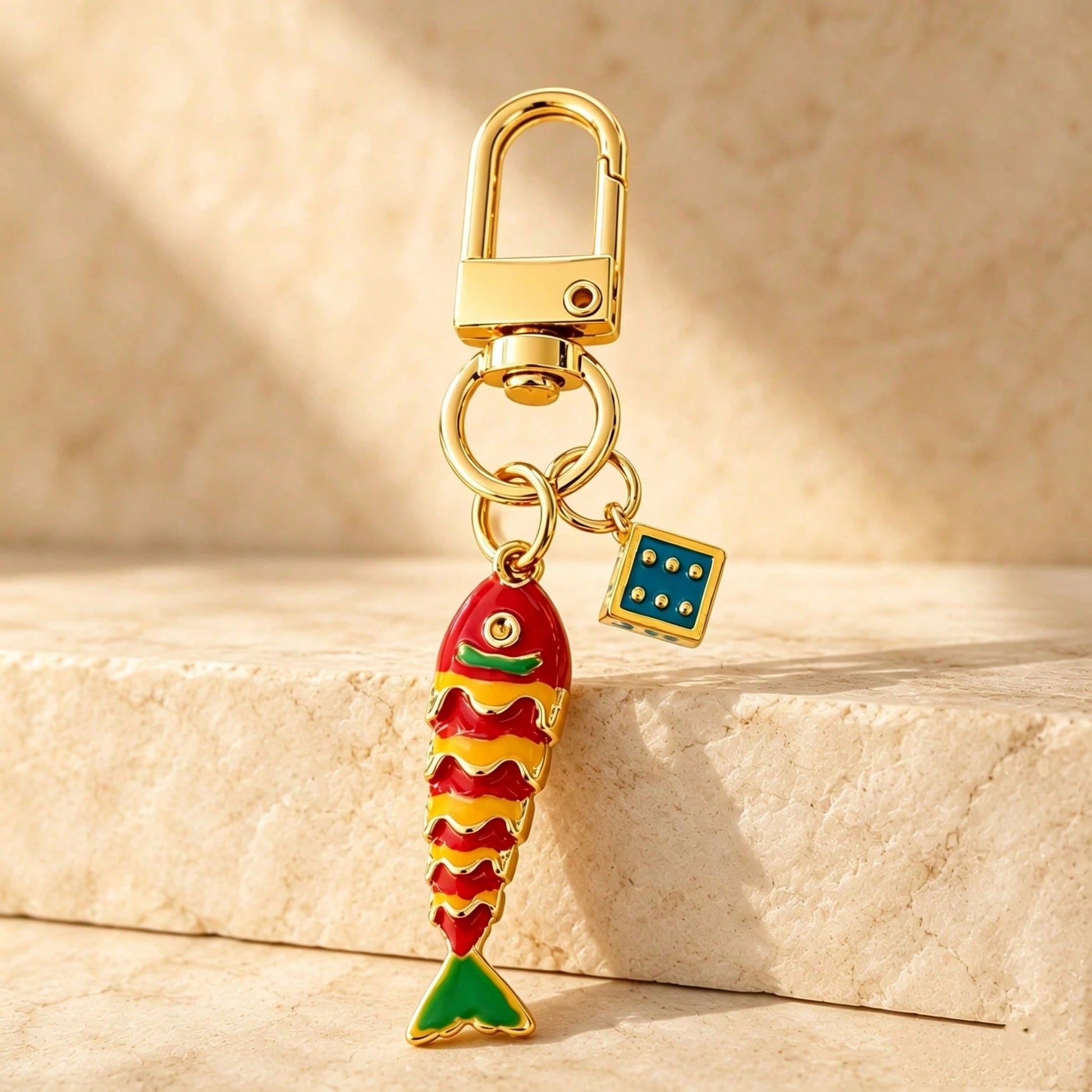 1pc/3pcs Unisex Lucky Koi Fish Pendant Multi-Sided Multi-Color Dice Accessory Keychain Creative Backpack Charm Bag Key Hanger