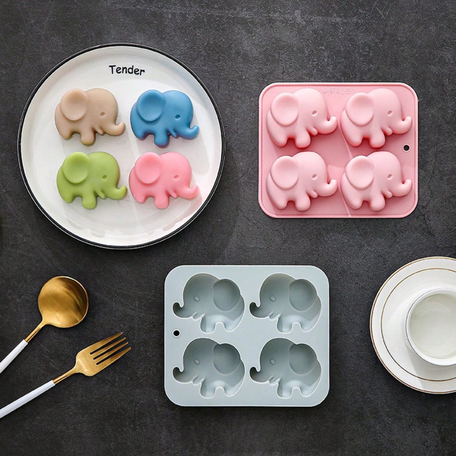 1PC 4-Hole Silicone Soap Mold, Including Elephant, Hedgehog, Hippopotamus, And Snail Shapes, Suitable For Gypsum, Clay, And Epoxy Resin, Cute 3D Animal Design, DIY Handmade Soap Mold, Suitable For Dai