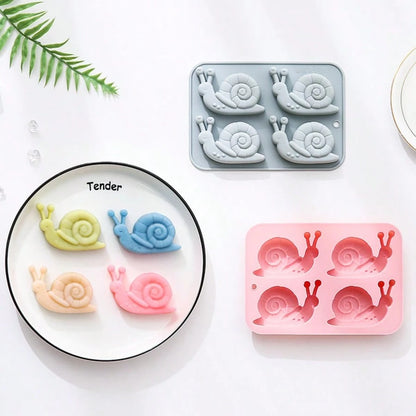 1PC 4-Hole Silicone Soap Mold, Including Elephant, Hedgehog, Hippopotamus, And Snail Shapes, Suitable For Gypsum, Clay, And Epoxy Resin, Cute 3D Animal Design, DIY Handmade Soap Mold, Suitable For Dai