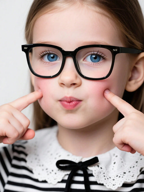 1pc 6-12 Years Old Kids Unisex Acrylic Basic Rectangular Fashion Solid Color Glasses, Suitable For Daily Reading And School Outfit