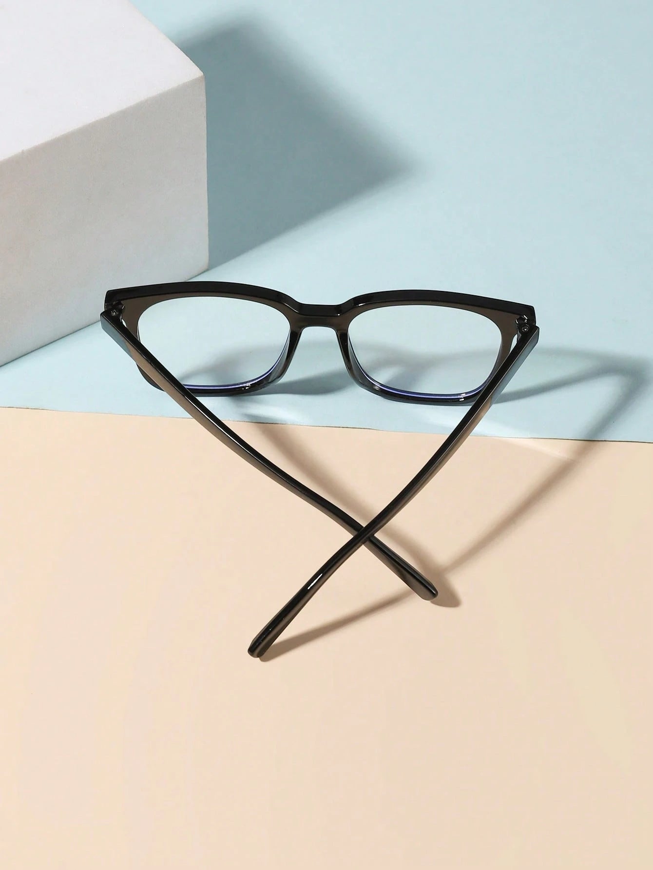 1pc 6-12 Years Old Kids Unisex Acrylic Basic Rectangular Fashion Solid Color Glasses, Suitable For Daily Reading And School Outfit