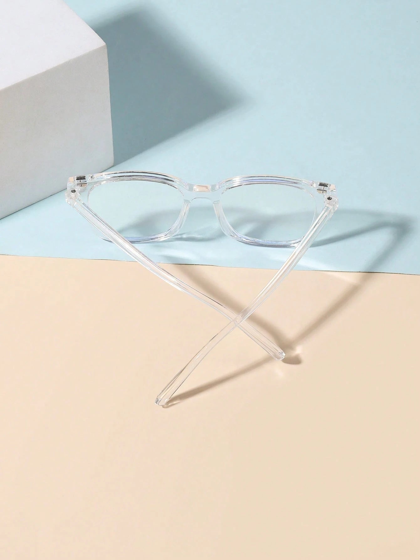 1pc 6-12 Years Old Kids Unisex Acrylic Basic Rectangular Fashion Solid Color Glasses, Suitable For Daily Reading And School Outfit