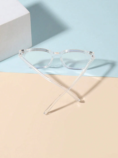 1pc 6-12 Years Old Kids Unisex Acrylic Basic Rectangular Fashion Solid Color Glasses, Suitable For Daily Reading And School Outfit