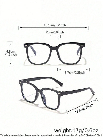 1pc 6-12 Years Old Kids Unisex Acrylic Basic Rectangular Fashion Solid Color Glasses, Suitable For Daily Reading And School Outfit