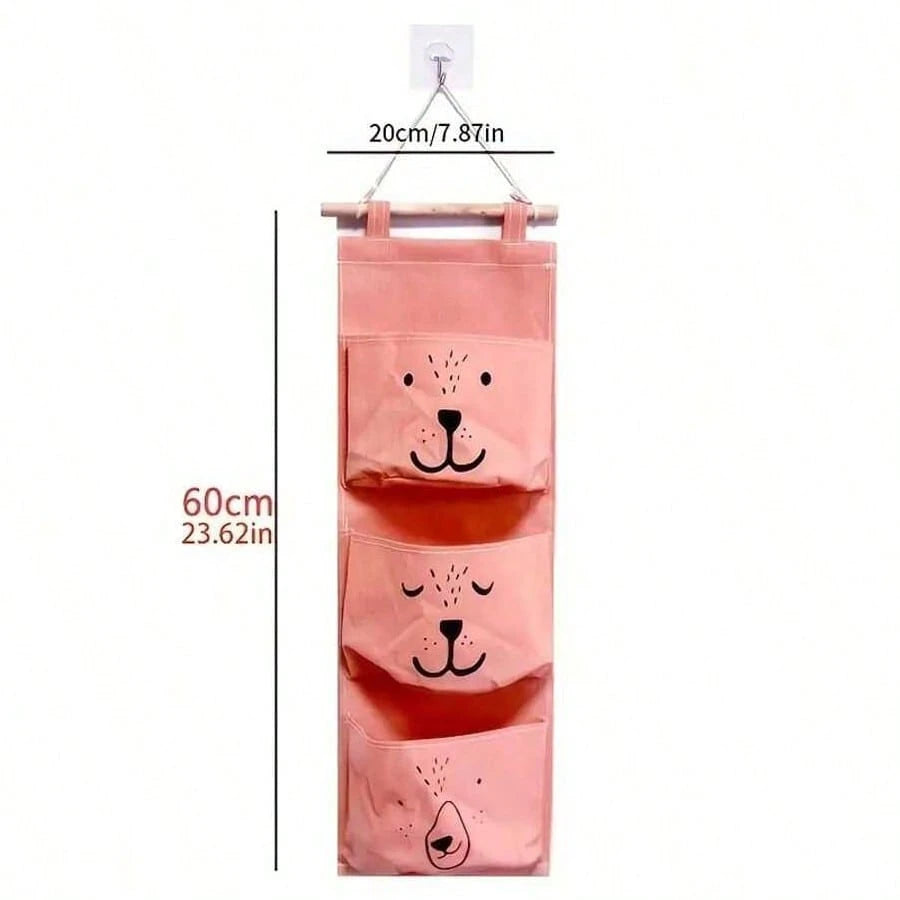 1pc 60CM Multi-Function Pocket Hanging Storage Bag, Cartoon Bear Pattern Door Hanging Bag, For Home Small Item Storage