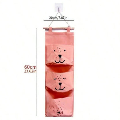 1pc 60CM Multi-Function Pocket Hanging Storage Bag, Cartoon Bear Pattern Door Hanging Bag, For Home Small Item Storage