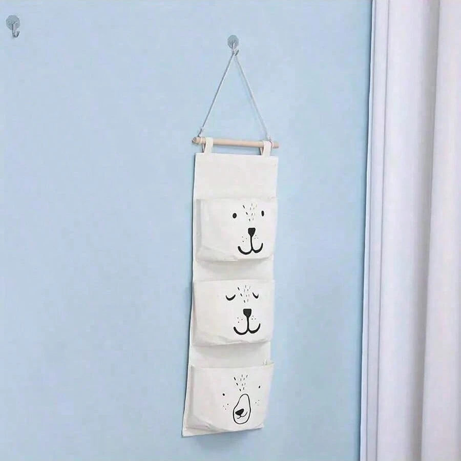 1pc 60CM Multi-Function Pocket Hanging Storage Bag, Cartoon Bear Pattern Door Hanging Bag, For Home Small Item Storage