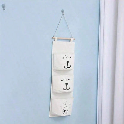 1pc 60CM Multi-Function Pocket Hanging Storage Bag, Cartoon Bear Pattern Door Hanging Bag, For Home Small Item Storage