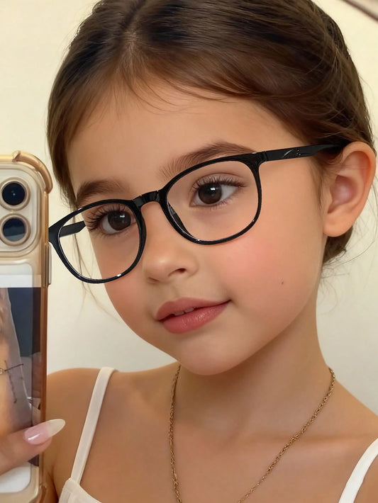 1pc 9-14 Years Old Unisex Square Minimalist Retro Fashion Solid Color Multi-Function Glasses, Suitable For Daily Reading, School, Travel, With Glasses Case